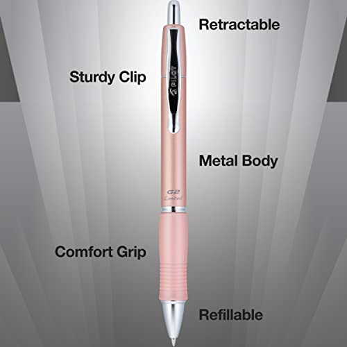Image of Pilot G2 Limited Refillable & Retractable Gel Pen, Fine Point, Rose Gold Barrel, 0.7 mm, Black Ink, Single Pen