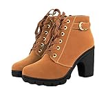 King Ma Womens Fashion High Heel Lace-up Thick Ankle Female Boots