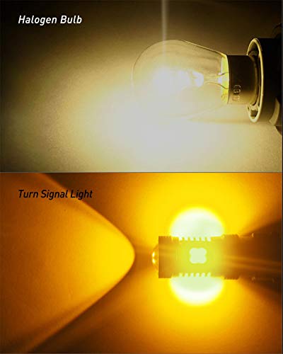 Image of AUXITO Amber Yellow 3056 3057 3156 3157 4157 3030 Chipsets SMD LED Bulbs with Projector for Car Turn Signal Lights, (Pack of 2)