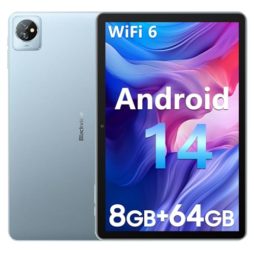 Blackview 10 Inch Tablet Tab70WIFI Android 14 Tablets, WIFI 6 Tablet, 8+64GB/2TB, 6580mAh, 10W Fast Charging Android Tablet, Bluetooth 5.0, Type C, 2 Years Warranty - Blue