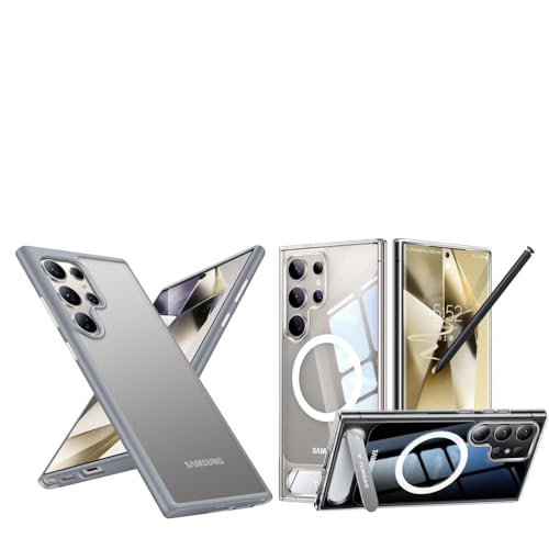 TORRAS Strong Magnetic & Seamless Stand for Samsung Galaxy S24 Ultra Case for MagSafe, 12FT Mil-Grade Drop Protection, Adjustable Kickstand for Samsung Galaxy S24 Ultra Case