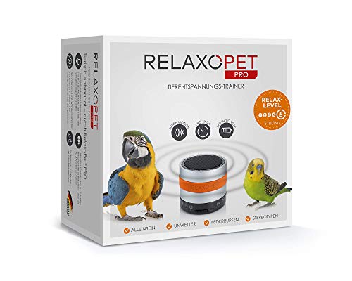 RelaxoPet Pro Dierontspanningstrainer, versie 2020, voor vogels, kalmering door geluidsgolven, ideaal bij onweer, alleen zijn of veerplukken, hoorbaar en onhoorbaar