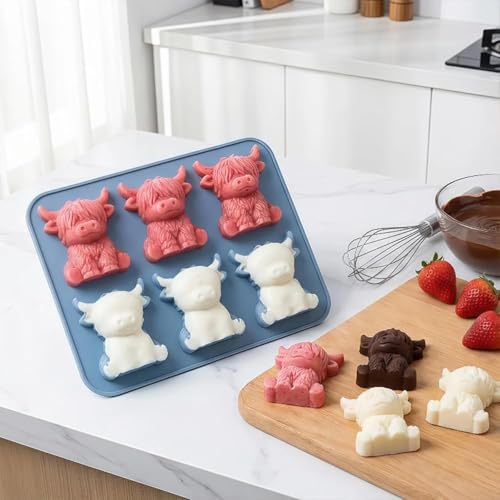 Molde para cubitos 3D vaca Highland mini de silicona miniatura 2