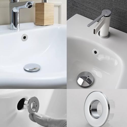YHIJSR 4 Stück Silber Kupfer Überlauf Abdeckung für Waschtisch Loch mit Öffnung 22 mm ~ 24 mm