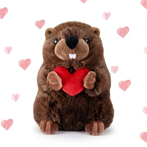 Blueweenly Valentines Beaver Stuffed Animal 8 Inch Cute Brown Beaver