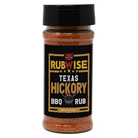 RubWise Texas Style BBQ Hickory Rub (No MSG) | Meat Seasonings & Dry Rubs for Smoking and Grilling | Great on Brisket, Chicken, Ribs, Pork & Turkey | Designed for Pellet Grill Barbecuing | 6.25oz Cover