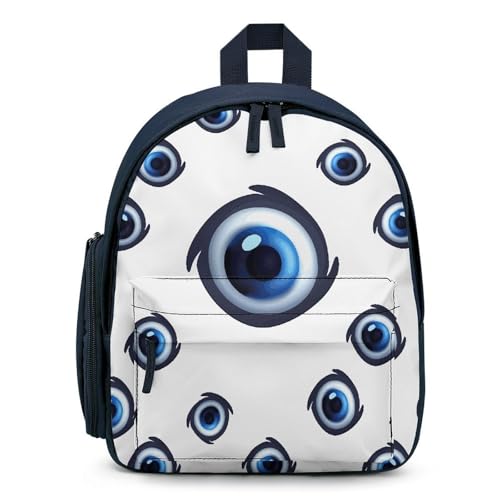 Evil Eyes Backpack Small Book Bag with Side Pocket, Lightweight Durable Backpack, Travel Rucksack, Blue-style