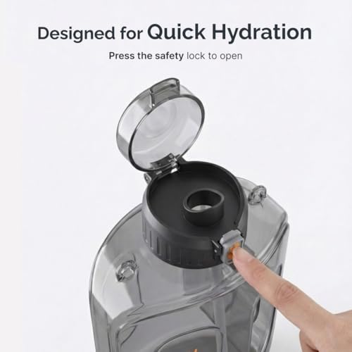 Image of Cult Mini Gallon 1.6L Water Bottle Leakproof Gym Bottle with Straw & Strap Portable Hydration Bottle for Gym, Office, Travel & Daily Use (Black)