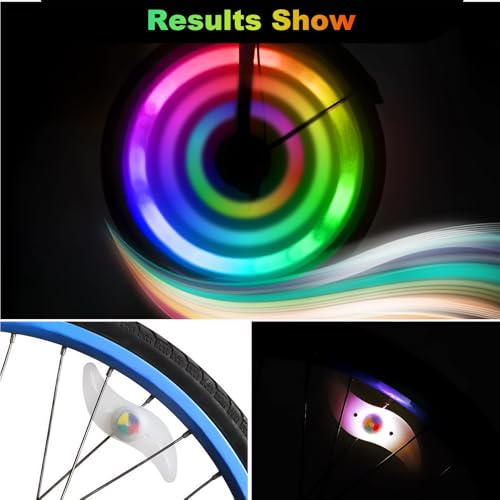 Quwem 4PCS LED Bike Wheel Spoke Lights, Multicolour LED Neon Tire Flash Lamp 3 Flashing Modes Waterproof Color Changing Light Bicycle Accessories Easy to Install Outdoor for Adults and Kids at Night - Image 2