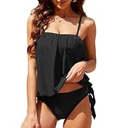Yutdeng Tankini Damen Bauchweg Bademode Bandeau Tankini Oberteil Gepolstert mit Abnehmbarer Trage...