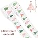 Whaline 1000Pcs Boho Christmas Sticker Pastel Green Pink Xmas Pine Tree 16 Design Adhesive Sealing Label Decal for Winter Birthday Holiday Baby Shower Envelope Party Favor Supplies, 2 Rolls
