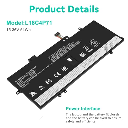 Image of L18C4P71 L18M4P72 Battery for Lenovo Thinkpad X1 Carbon 7th Gen, X1 Carbon 8th Gen,ThinkPad X1 Yoga 4th /5th Gen Series 02DL004 02DL005 02DL006 L18L4P71 SB10K97644 SB10K97642 SB10K97643 SB10T83174