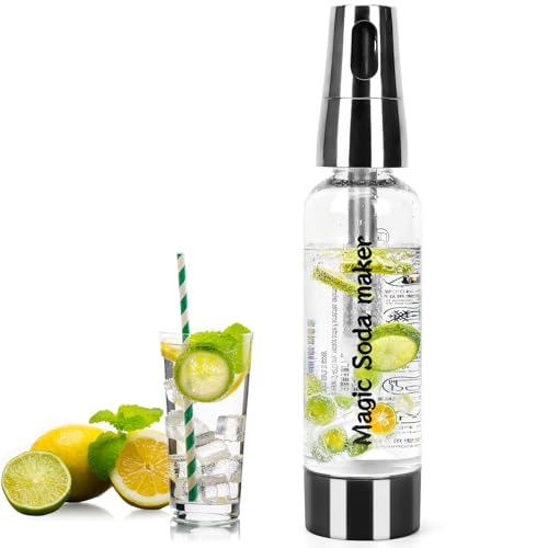 1L Portable Soda Syphon Bottle, One-Twist Home Soda Maker for DIY Carbonated, Quick 5-Second Carbonation, Dual-Lid Siphon Bottle Kit for Easy Storage, Refreshing Fizzy Drinks at Home