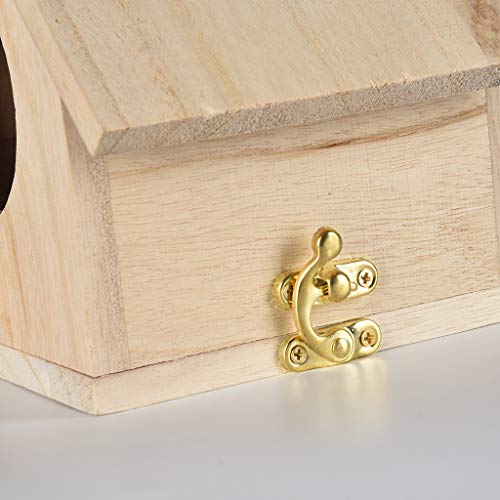 Yjydadas Wooden Bird Feeder Large Creative Wall Hanging Wooden Bird Nest Bird House Outdoor (C) #TOP3