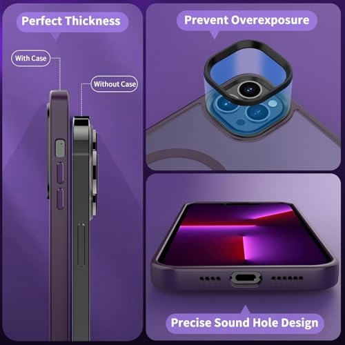 Image of iPhone 13 Pro Max Magsafe Hard Back Case | Matte Design & 360 Protection | Military-Grade Apple iPhone 13 Pro Max Cover | Strong Magnet Back - Purple