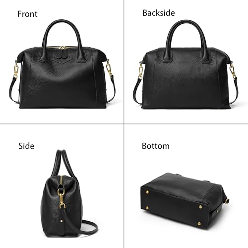 Bolso Satchel de cuero genuino para mujer miniatura 4