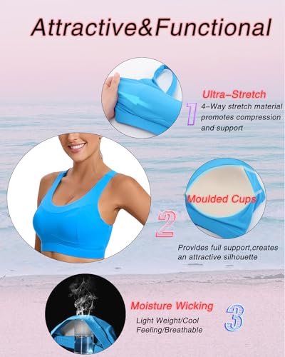 Image of RUNNING GIRL High Impact Sports Bras for Women,Racerback Running Bra Workout Crop Tank Tops Longline Sports Bra Push up