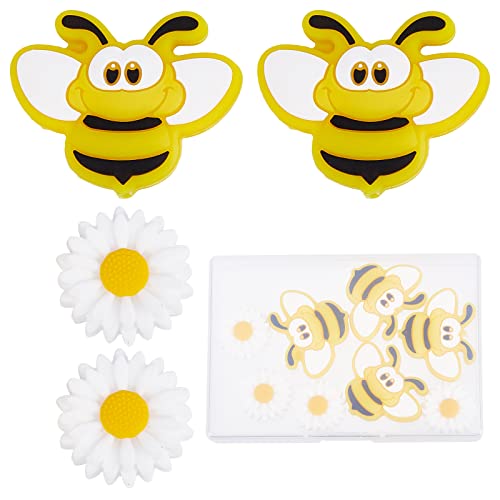 SUNNYCLUE 1 Box 10Pcs Silicone Beads Bees Sun Flower Loose Daisy Flowers Bead Bee Chunky Beads for Jewellery Making Center Drilled Spacer Bead Kaychain Lanyard Supplies Braided Bracelet Crafting