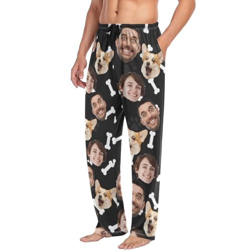 ZZKKO Custom Pajama Pants for Men Personalized Photo Pajama Pants with Dog Pet Face Cotton Pj Bottoms Gift for Him S-XXL4