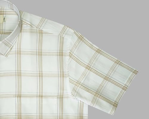 Image of GHPC 100% Cotton Checkered Half Sleeves Regular Fit Formal Shirt for Men