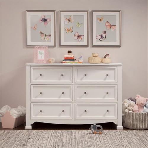 Image of Kalani Baby Dresser for Nursery - GREENGUARD Gold Certified Wooden 6 Drawer Double Dresser - Kids Dresser for Boys and Girls - Multi-Purpose White Dresser for Bedroom, Living Room, and Hallway