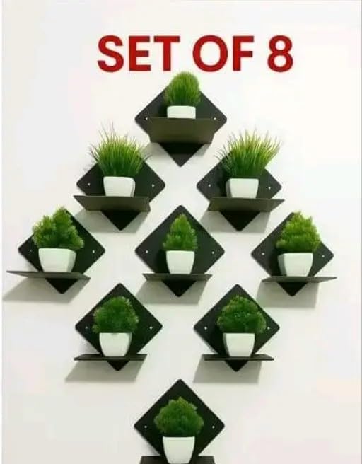 Image of Kanak Enterprises Wooden Wall Mounted Planter Set with Artificial Plants Decorative Wall Hanging Flower Pots for Home Decor KANAK WALL 009