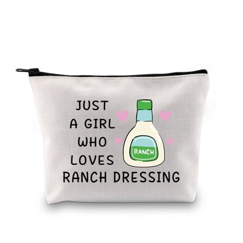 G2TUP Funny Ranch Dressing Gift Who Loves Ranch Dressing Makeup Bag Salad Saucey Lover Cosmetic Bag Funny Foodie Gift (Ranch Dressing MB)