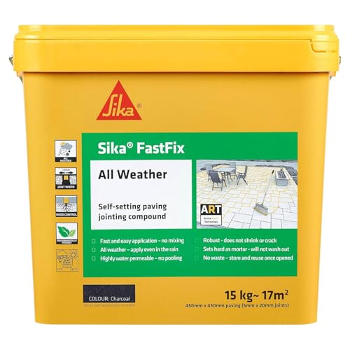 Sika FastFix All Weather Self-Setting Paving Jointing Compound – Ready to Use – No Mixing Required - Charcoal – 15kg – 17 sq. m