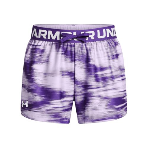 Under Armour Girls' Play Up Printed Shorts, (536) Salt Purple / / White, Large