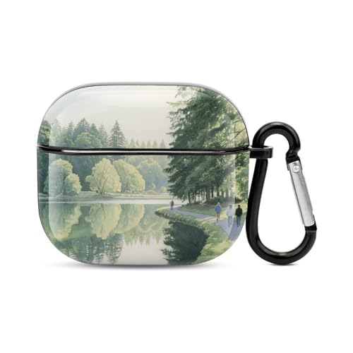 Custodia per cuffie Bluetooth Vancouver Stanley Park stampata antiurto in policarbonato copertura completa compatibile con ricarica wireless e AirPods terza generazione con fibbia di sicurezza