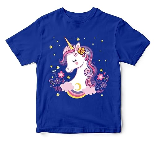 Image of Girls Cute Majestic Unicorn 100% Cotton Unisex Kids T-Shirt