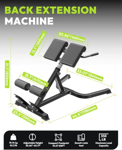 Image of HANDBODE Roman Chair Back Extension Machine with 350 LBS Capacity