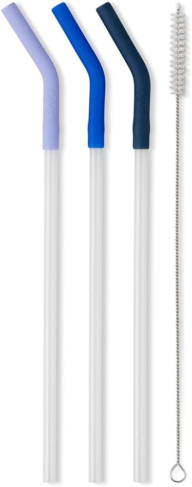 Swig Life Reusable Straws Hydrangea + Blue + Navy Tall Straw Set & Cleaning Brush, Each Straw is 14 inches Long (Fits Swig Life 40oz Mega Mug Tumblers) - Image 3