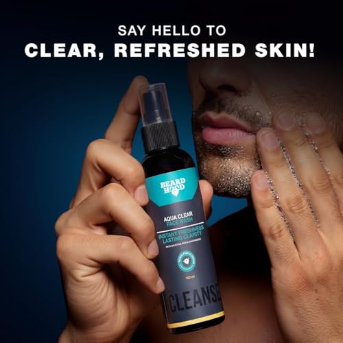 Image of Beardhood Aqua Clear Face Wash for Men | Fight Acne & Pimples, Brighten Skin, Clears Dirt, Oil Control, Refreshing Feel - Multi-Action Formula - Pack of 2
