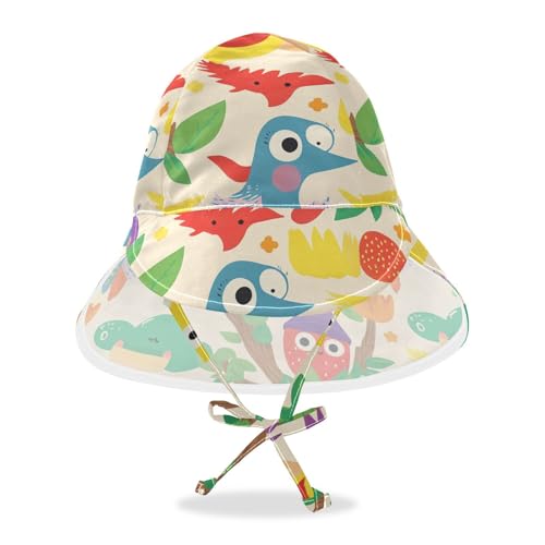 KLL Unisex Baby Beach Hat Baby Boys Caps Girls UV Protection Wide Brim Traveling Swim Hat Funny Cartoon Animals Colorful