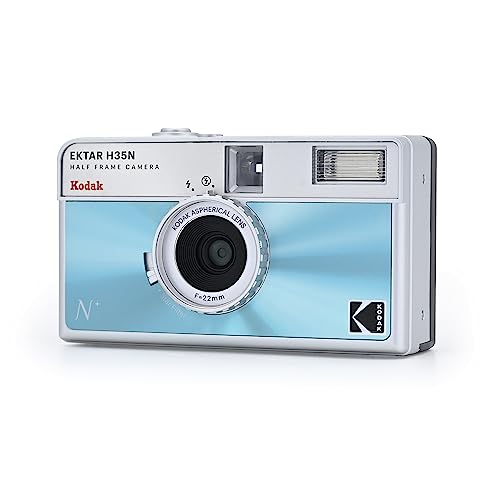 Image of Kodak EKTAR H35N Half Frame Film Camera Bundle with Kodak Ultramax 400 /24EXP 35mm Roll Film (Glazed Blue, Bundle)