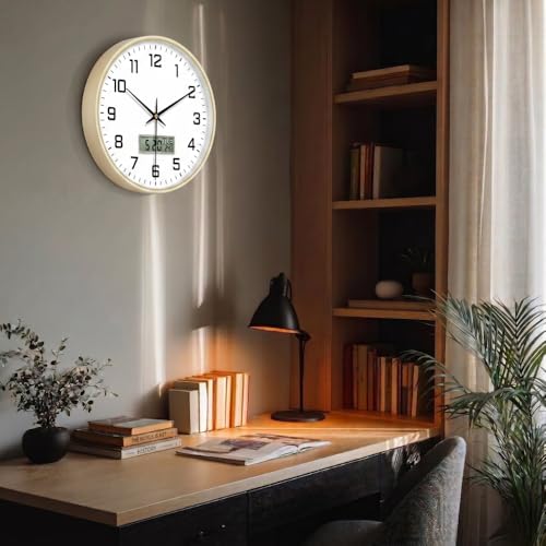 Image of Ash & Roh 12 Inch Silent Quatrz and Non-Ticking Wall Clock with Easy to Read Number and Analog Display Stylish & Decorative Design for Office, Living Room, Bedroom