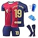 Produktbild ZSJMY Neues Fußbal Trikot Set Kinder, Fussball Trainingstrikot, Heim/Auswärts Fußball Trikot, Fans Fußballtrikots, Schnell Trocknendes Atmungsaktives Fußballtrikot Mit Schienbeinschoner