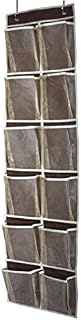 MISSLO Heavy Duty Over Door Shoe Storage Organiser Hanging Shoe Rack Hanger with 12 Mesh Pockets Organizer for Narrow Door Wardrobe Tidy (Coffee)