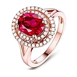 💎Luxuriöses Design: 2ct Rubellit, Farbe: rot, Reinheit:VS1-VS2, Seitenstein: diamond. Jeder Stein ist handverlesen und Sie werden sie im Sonnenlicht funkeln sehen, was Sie elegant macht. Die wunderschönen Edelsteine repräsentieren die einzige ewige Liebe und drücken das Engagement für sie/ihn aus.