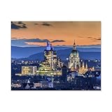 BEAYODKP Diamond Painting，Luftbild von Hannover am Abend, Niedersachen，Crystal Embroidery Beads 5D Full Round Cross Stitch Kit Handwork Mosaic（30 x 40 cm/11.81 x 15.74 Zoll）-Q31