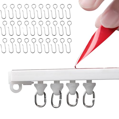 MAKINGTEC Self Adhesive Ceiling Or Wall Curtain Track No Drill Curtain Rod 3M, No Damage Curtain Track Hangers, Adhesive Curtain Rod For Windows Cabinet Closet Bathroom Shower Curtain