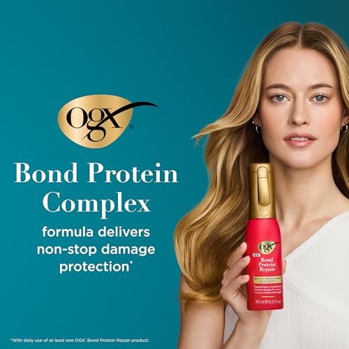 OGX Repair & Protect Bond Protein Repair 450°F Heat Protect Spray, Weightless Repair Mist for Nonstop Damage Protection* for All Hair Types, Heat Spray Preps Hair for Styling, 6.5 fl. oz - Image 6