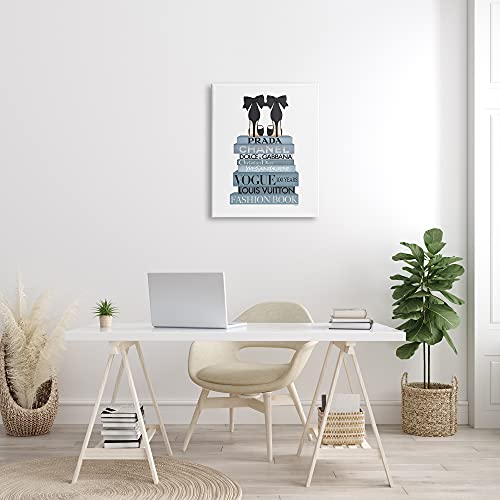 Image of 'Black Bow Shoes Tall Fashion Glam Bookstack'| Canvas Art | Stupell Industries | 24 x 30 Inches, Easy to Hang and Sturdy, Made in USA, by Amanda Greenwood