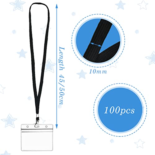 45cm Schlüsselband 100 Stück Lanyards schlüsselanhänger band lanyard Nackenband Swivel Schließe Umhängebänder mit Karabinerhaken Büro Abzeichen für ID-Karten Ausweise Schlüssel für ID-Karten(Schwarz)