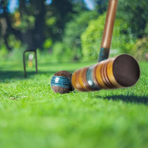Crown Sporting Goods Vintage Croquet - Classic Outdoor Game, 4 Players - Wooden Balls, Mallets, Steel Wickets, Stake, & Heavy Duty Canvas Bag - Nostalgic Toys & Family Fun #TOP2