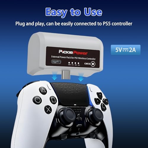 Pickle Power 2 Pack 3500mAh PS5 Controller External Battery Pack for PS5 Dualsense/Edge Controller with USB-C Charging Cable - 5