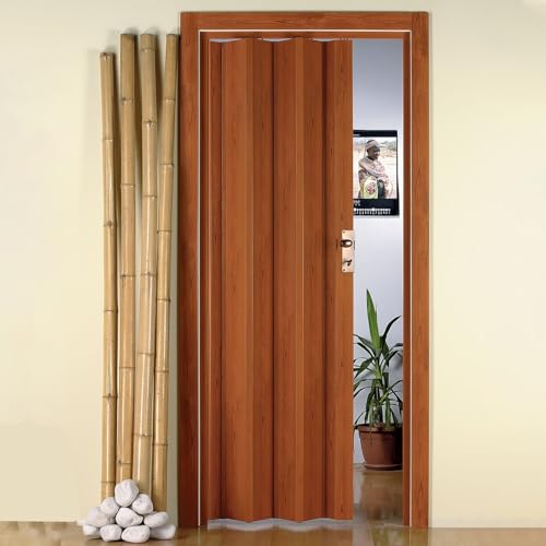 Decorspace - Puerta plegable Luciana de interior, 88,5 x 214 cm de altura, de PVC Made in Italy cerezo, color liso