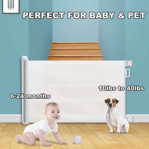 PetHot Treppenschutzgitter & Türschutzgitter Ausziehbar, türgitter für Babys, Hunde & Katzen – Sicherheitsabsperrgitter für Treppen, Türen, Innen & Außenbereic (Weiß, 140CM)