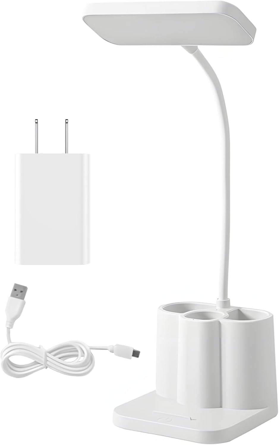 White, Stepless Dimming, Led Reading Light, Small Desk Lamp for Students with Pen Holder, USB Rechargeable, Adjustable Color Temperature